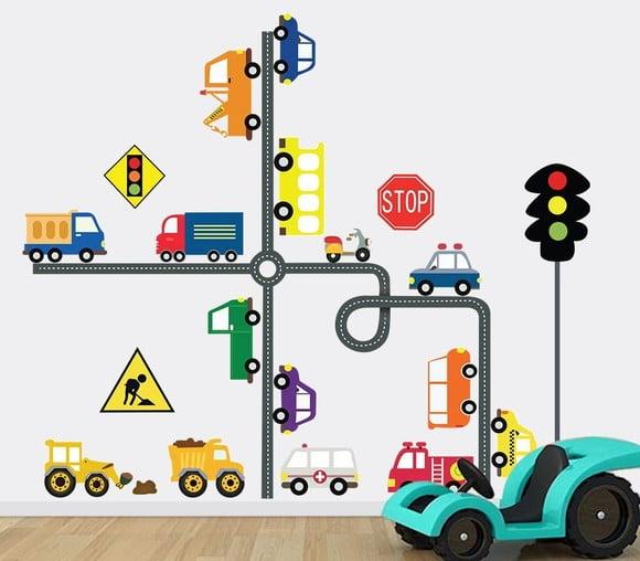 Adesivo de Parede Pista de Carrinhos