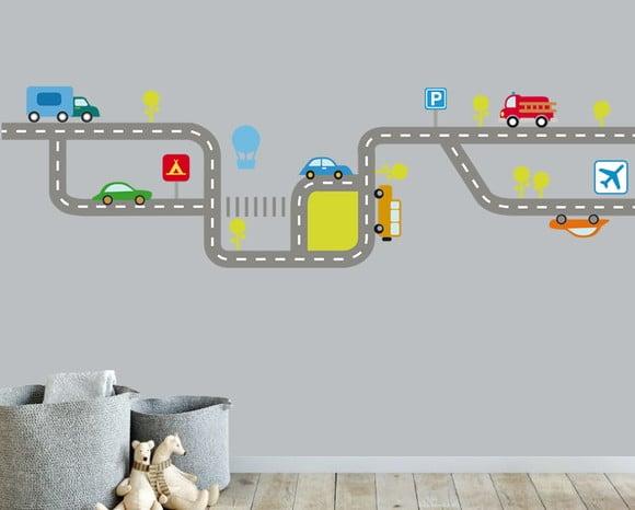 Adesivo de Parede Pista de Carrinhos