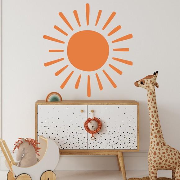 Adesivo de Parede Sol - Adesivo Sol Boho - Sol Laranja