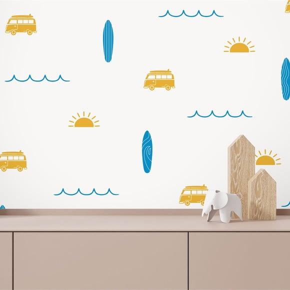 Adesivo de Parede Surf - Ondas - Sol - Pranchas
