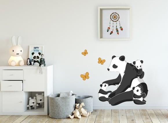 Adesivo de Parede Ursos Pandas - Adesivo Ursos