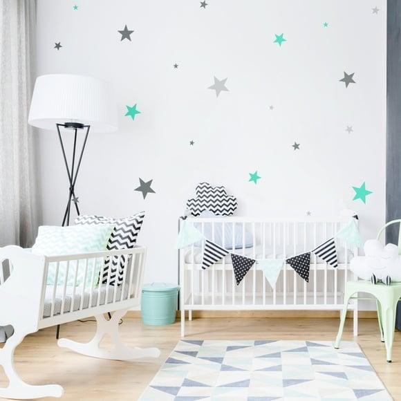 Adesivo estrelas verde e cinza
