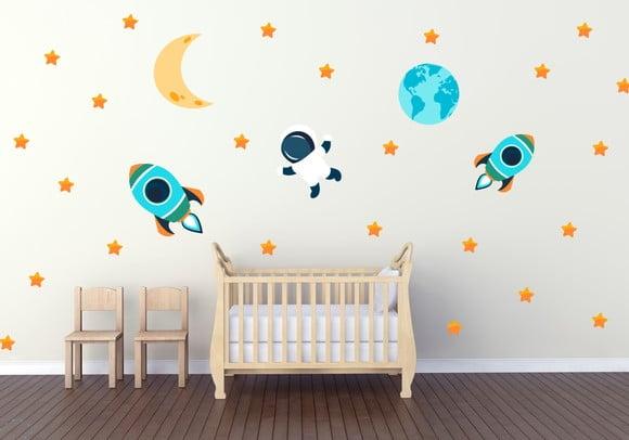 Adesivo Foguetes/astronauta/lua/estrelas