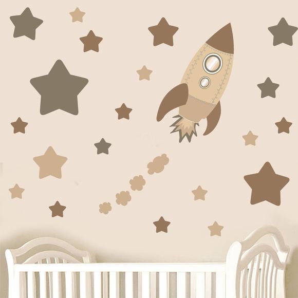 Adesivo foguete + estrelas