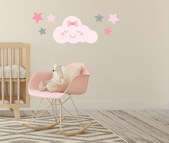 Adesivo nuvem com carinha + estrelas