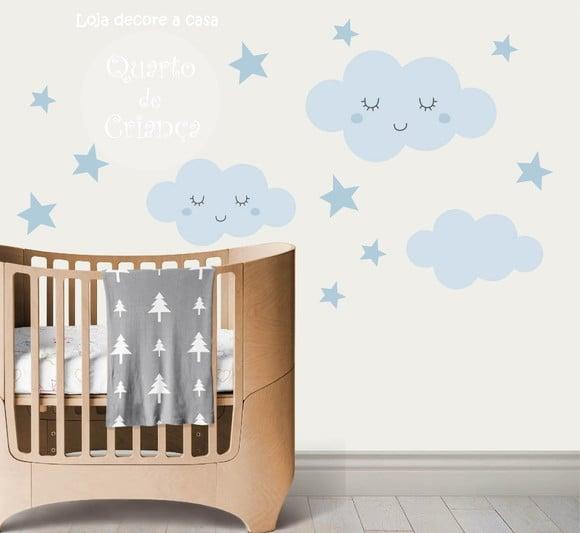 Adesivo nuvem com carinha + estrelas