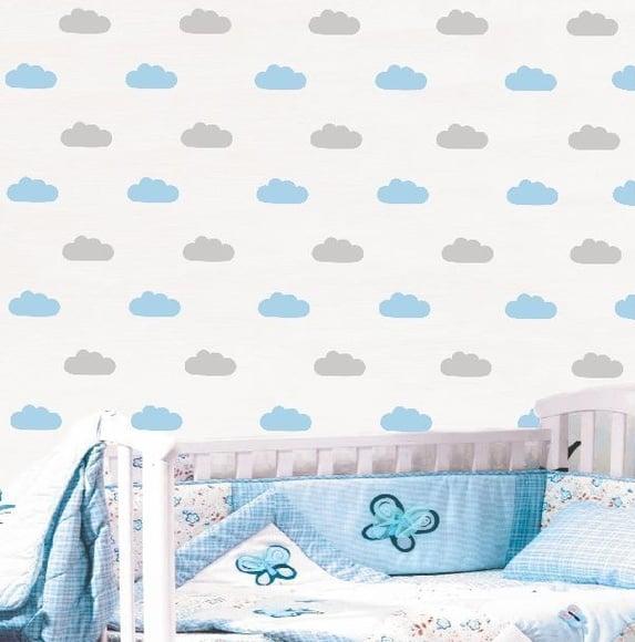 Adesivo nuvens cinza e azul