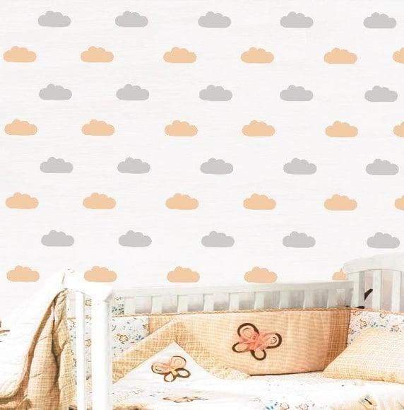 Adesivo nuvens cinza e laranja