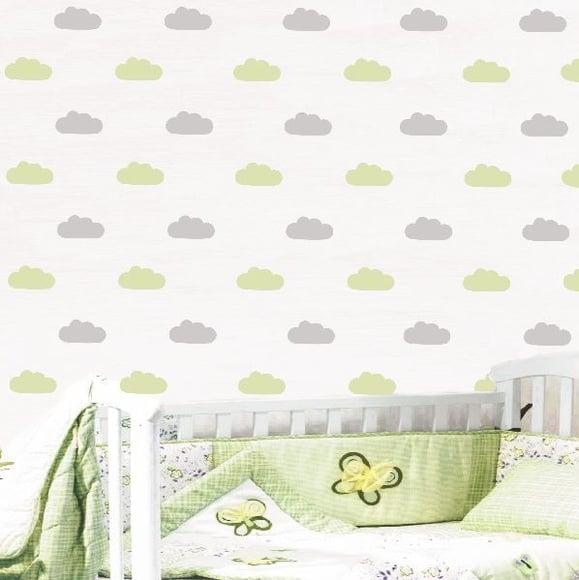 Adesivo nuvens cinza e verde