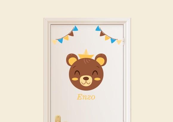 Adesivo para porta urso + nome