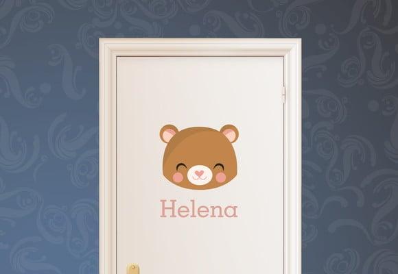 Adesivo para porta urso + nome