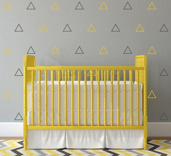 Adesivo triângulos amarelo e cinza vazados