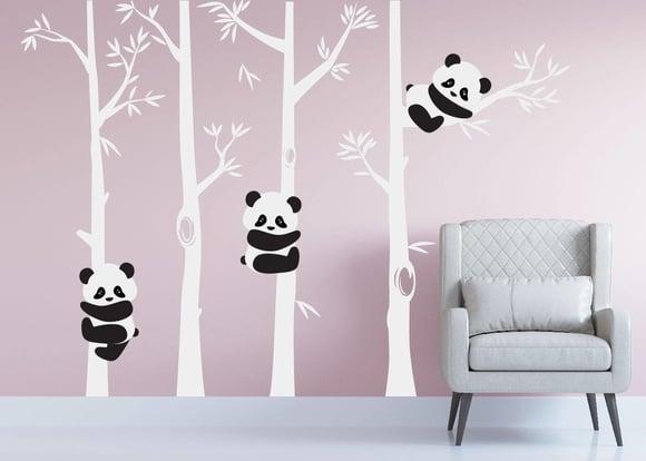 Adesivo troncos com ursos panda