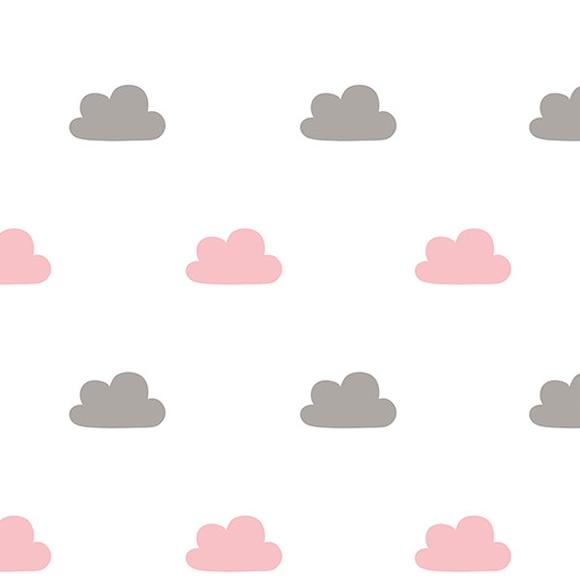 Adesivos de Parede Nuvens Rosa e Cinza