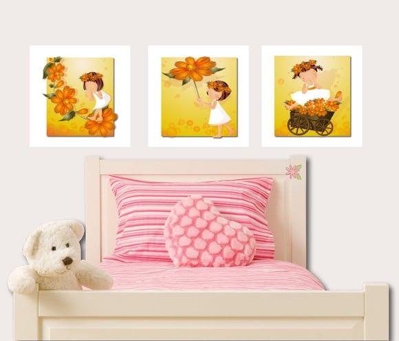 Quadrinhos para Quarto de Menina - Trio de Plaquinhas
