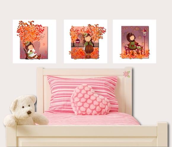 Quadrinhos para Quarto de Menina - Trio de Plaquinhas
