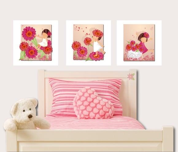 Quadrinhos para Quarto de Menina - Trio de Plaquinhas