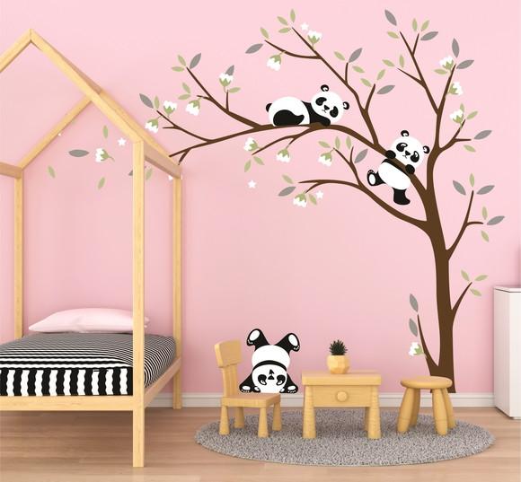 Adesivo árvore com pandas