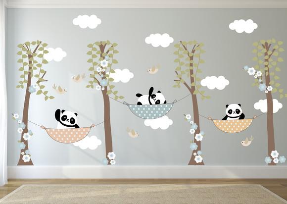 Adesivo árvores pandas