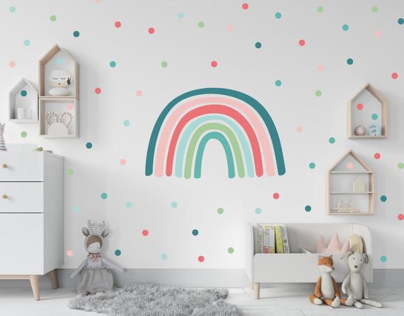 Adesivo de Parede Arco Íris + Bolinhas