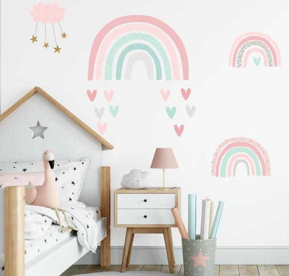Adesivo de Parede Arco Íris Cores Pastel