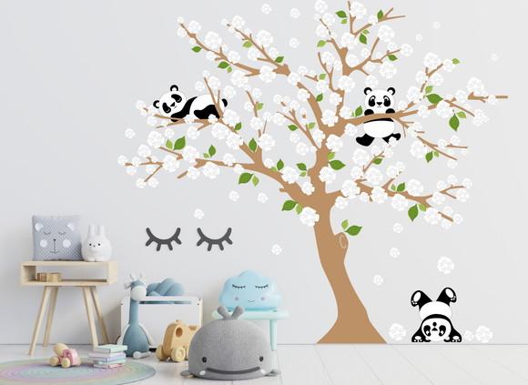 Adesivo de Parede Árvore com Pandas