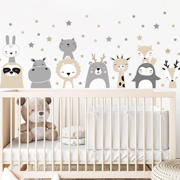 Adesivo de Parede Bichinhos - 10 Bichinhos + Estrelas