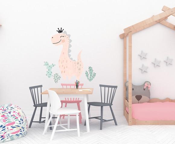 Adesivo de Parede Dinossauro Menina - Adesivo Dinossauro