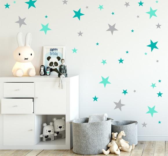 Adesivo de Parede Estrelas Verde/cinza