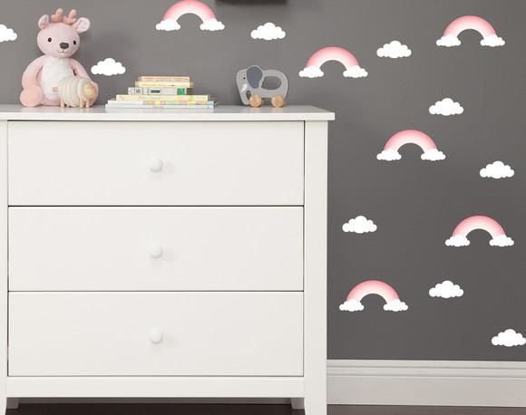 Adesivo de Parede Mini Arco Íris + Nuvens