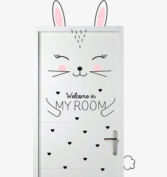 adesivo para porta bem vindo ao mu quarto