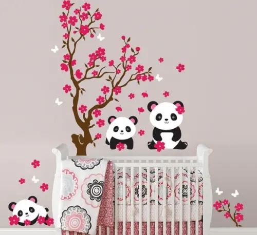 Adesivo árvore com ursos panda