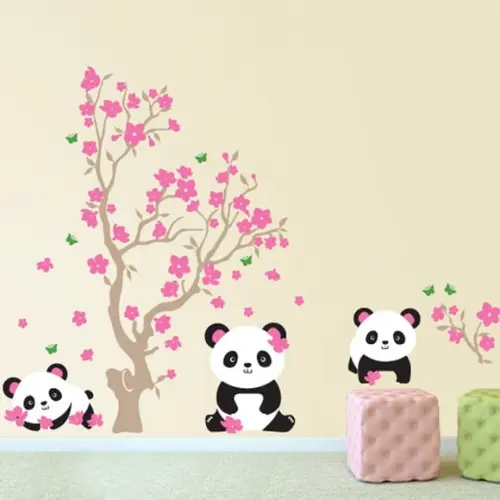 Adesivo árvore com ursos panda