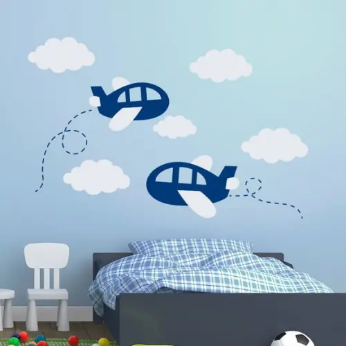 Adesivo Aviões + Nuvens