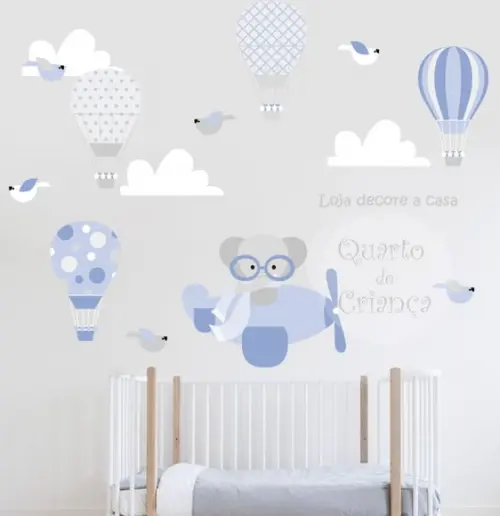 Adesivo balões + elefante aviador