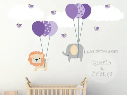 Adesivo balões elefante e leão