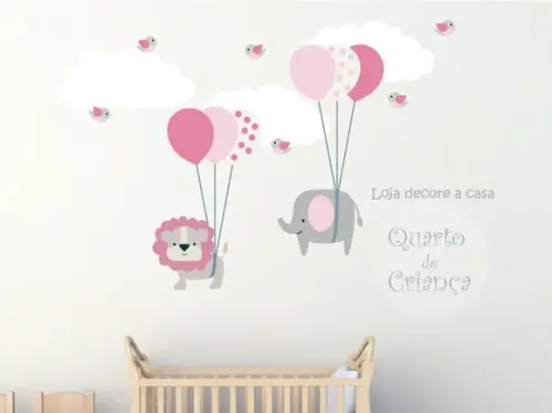 Adesivo balões elefante e leão
