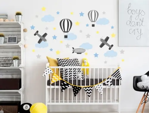 Adesivo balões/aviões/nuvens/estrelas