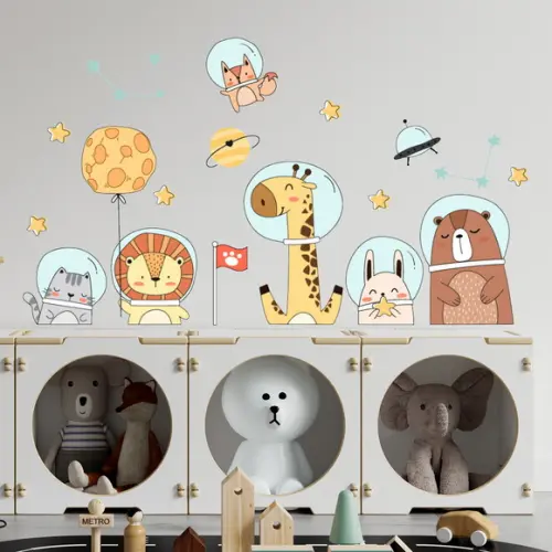 Adesivo de Parede Animais Astronautas