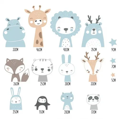 Adesivo de Parede Animais Nórdicos e Estrelas
