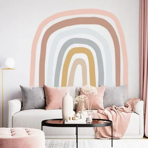 Adesivo de Parede Arco Íris - Arco-íris Minimalista Boho