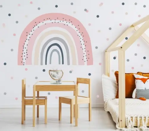 Adesivo de Parede Arco Íris + Bolinhas