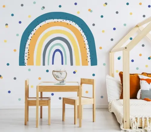 Adesivo de Parede Arco Íris + Bolinhas