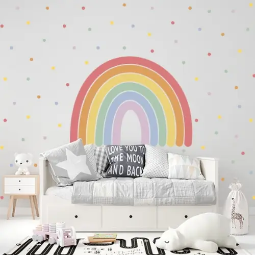 Adesivo de Parede Arco Íris + Bolinhas 3cm