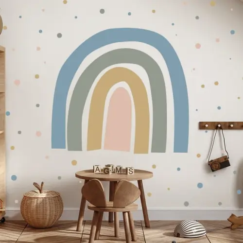 Adesivo de Parede Arco Íris + Bolinhas Novo