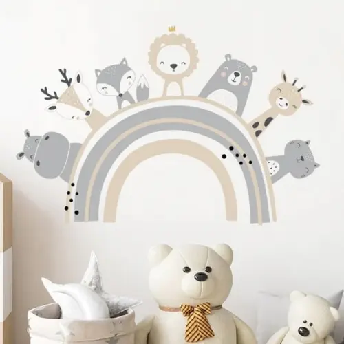 Adesivo de Parede Arco Íris com Bichinhos
