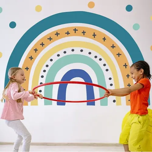 Adesivo de Parede Arco Íris com Bolinhas - Arco Íris Boho
