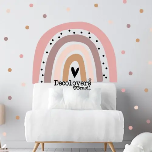 Adesivo de parede arco íris com bolinhas