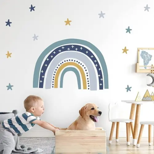Adesivo de Parede Arco Íris com Estrelas - Arco Íris Boho