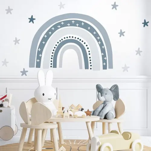 Adesivo de Parede Arco Íris com Estrelas - Arco Íris Boho